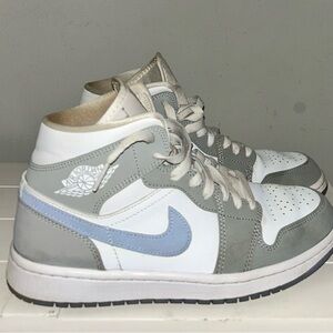 Air Jordan Mid Sneakers in Gray and North Carolina Blue